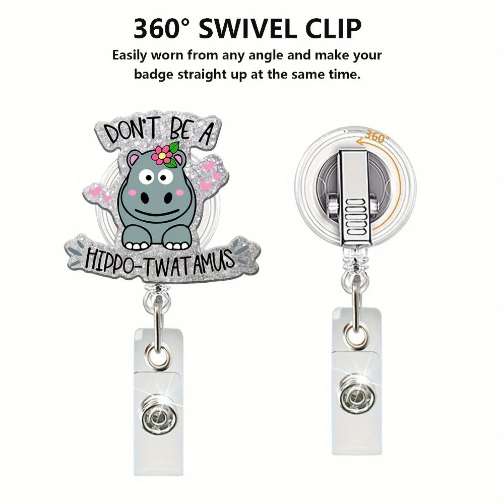 6/12 قطعة تمرير شارة مطبوعة على شكل حيوانات للمهرجانات: مشبك معرف تلسكوبي لطيف مناسب للممرضات والمعلمين والموظفين الطبيين