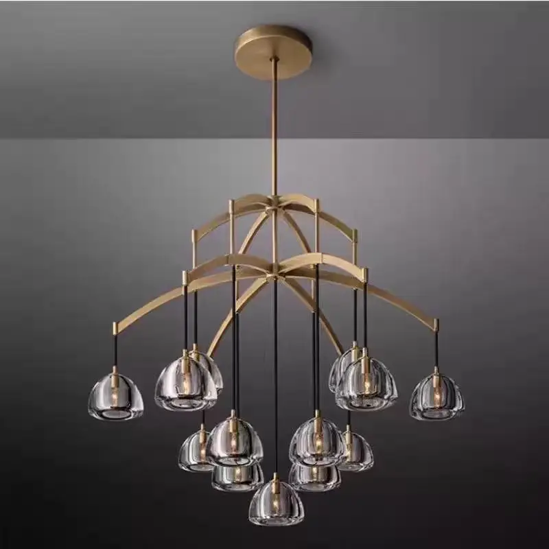 Modern Crystal Chandelier Brass Lighting Chandelier Suitable for Villa Dining Room Living Room Kitchen Island Chandelier