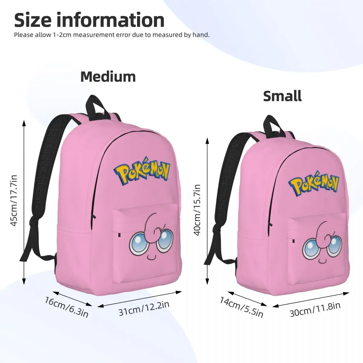 Pokemon Printed Lightweight Casual Schoolbag For School, Outdoor, Shopping, Office 15.7in 17.7in