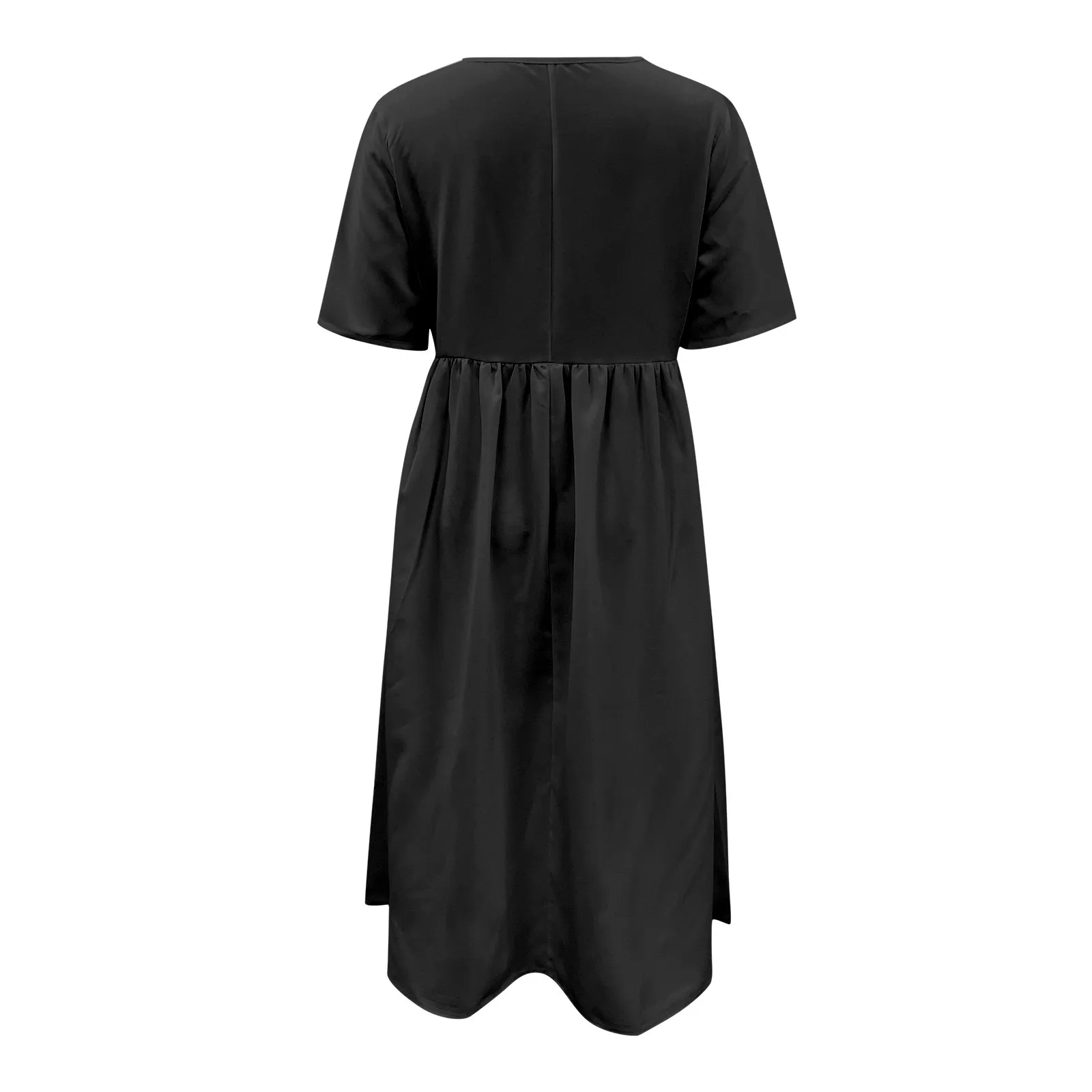 Robe longue d'été à manches courtes et col rond pour femmes, tenue de plage décontractée, couleur unie, vacances, fête, style Harajuku