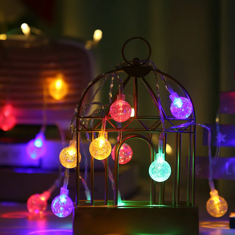 LED Bubble Fairy Lights Indoor Crystal Ball Lighting Strings AA Battery Powered Festival Room Wedding Party Room Gate Decoration