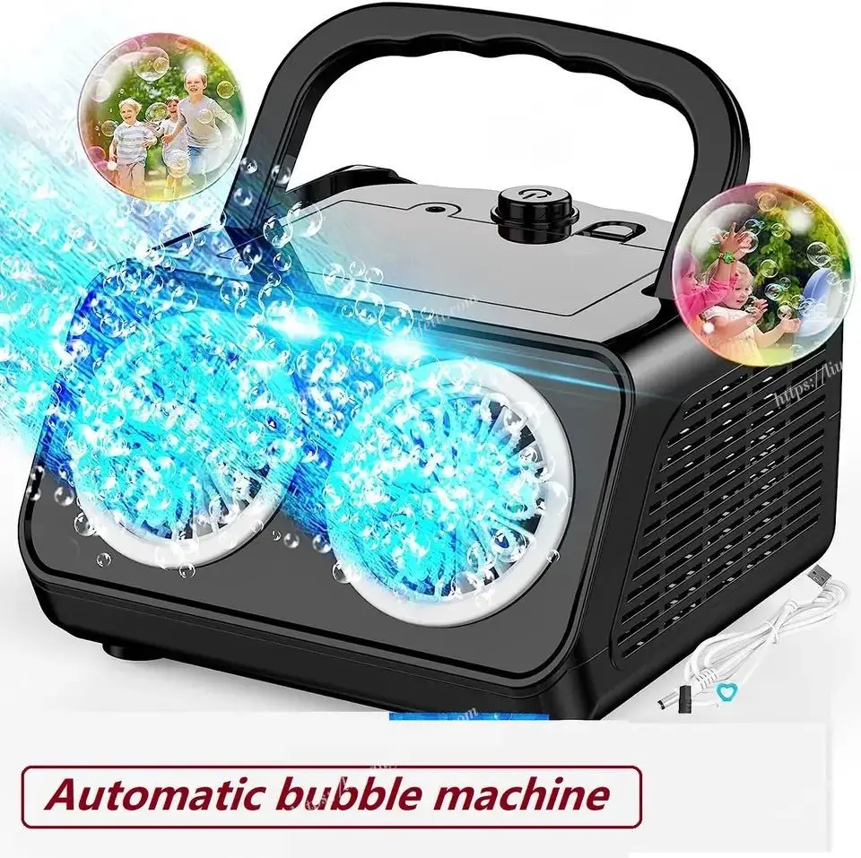Double Hole Stage Bubble Machine Wedding Scene Atmosphere Celebration Portable Automatic Bubble Blowing Portable Wedding