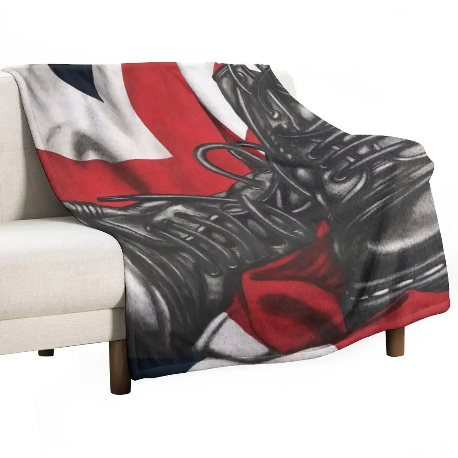 Skinhead Doc Marten Boots with Union Flag drawing Throw Blanket Blankets For Bed for winter for sofa Blankets For Baby Blankets