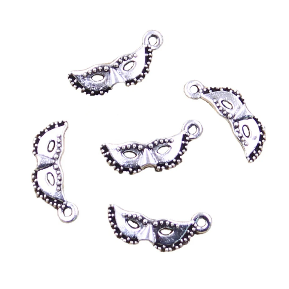 20 stücke Charms Party Maske Maskerade Karneval 20x9mm antike silberne Farbe Anhänger machen DIY handgemachte tibetische Suche Schmuck