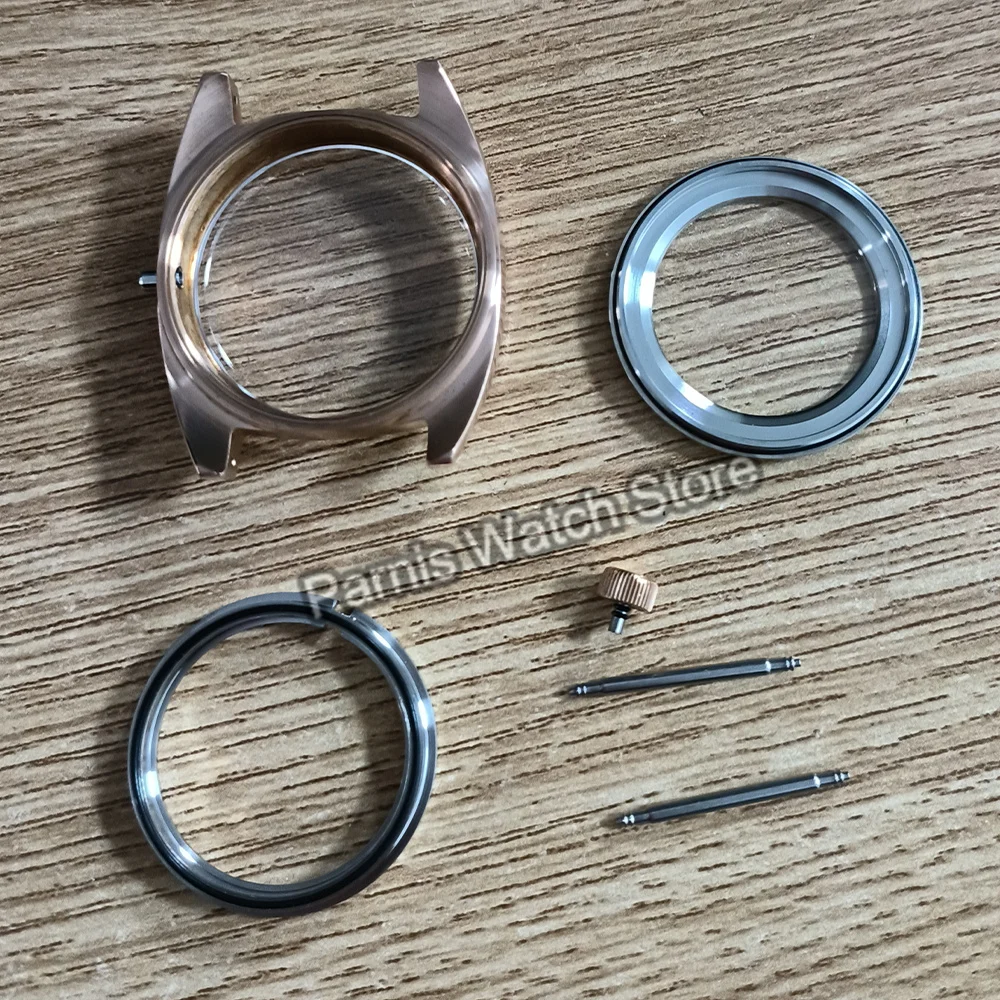 Caja de reloj de Material bronce de 37,5mm, cristal de zafiro, resistencia al agua 5ATM, compatible con movimiento automático japonés Miyota8215