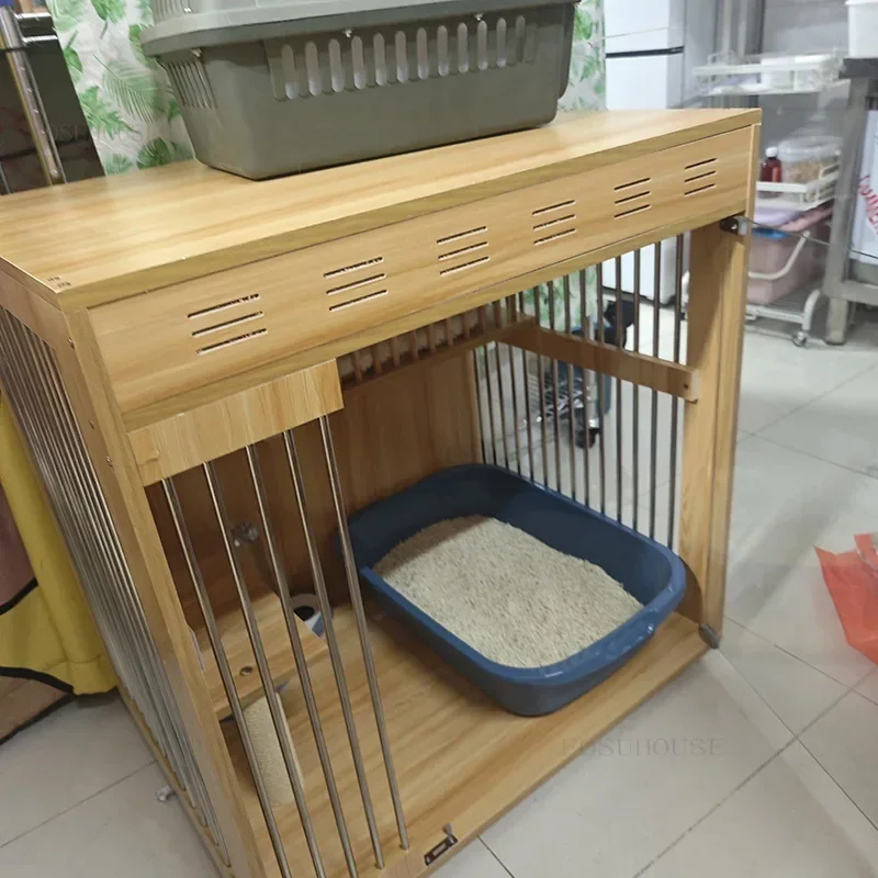 Nordic Solid Wood Cat Cages Cat Litter  Cabinet Home Indoor  House Super Large Free Space Light Luxury Stackable  Villa