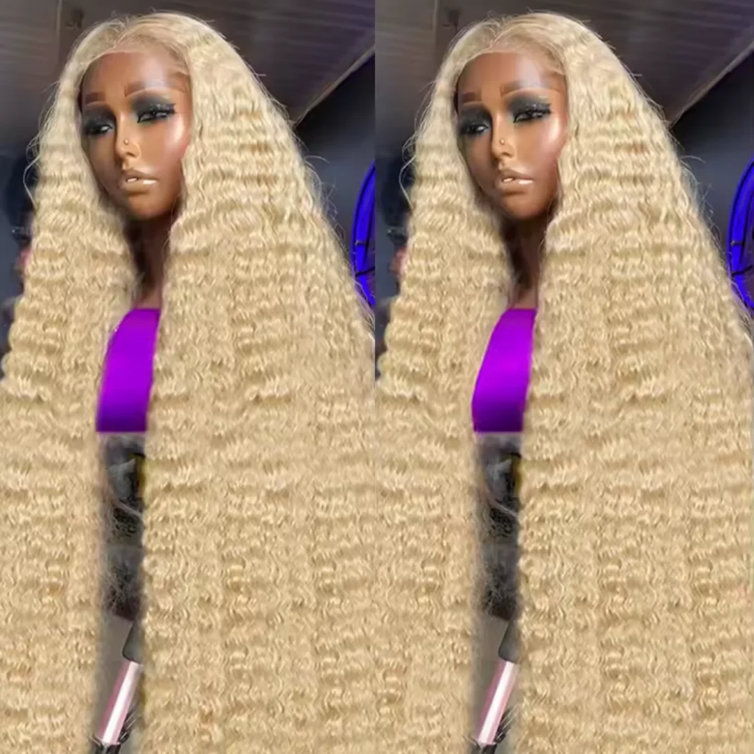 

30 40 Inch 613 Honey Blonde Curly 13x6 HD Lace Frontal Human Hair Wigs Loose Deep Wave Brazilian Colored Wig For Women 220 Inch