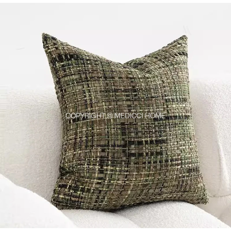 Medicci Home French Couture Designs Fabric Cushion Covers Living Room Bedroom Decorative Boutique Pillow Case 45x45cm Moss Green