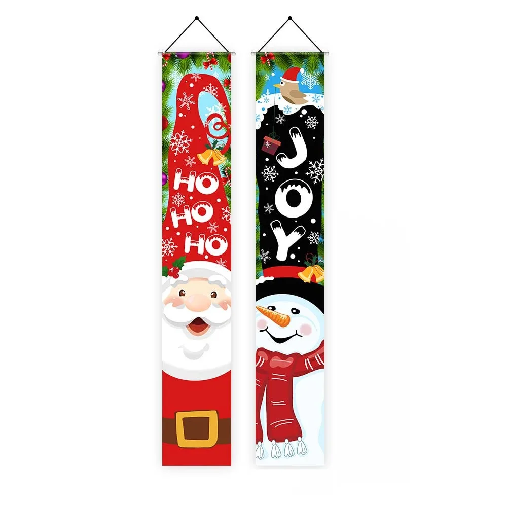 

1 pair 180x30cm Christmas Nutcracker Hanging Flag Rectangular Cloth Dwarf Door Couplet Large Size Porch Sign Garden