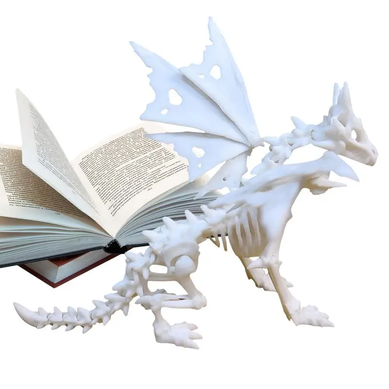 

3D Printed Dragon With Wings 3d Printed Gothic Skeleton Bone Dragon Realistic Color Changing Detailed Model Fidget Figure For Bo