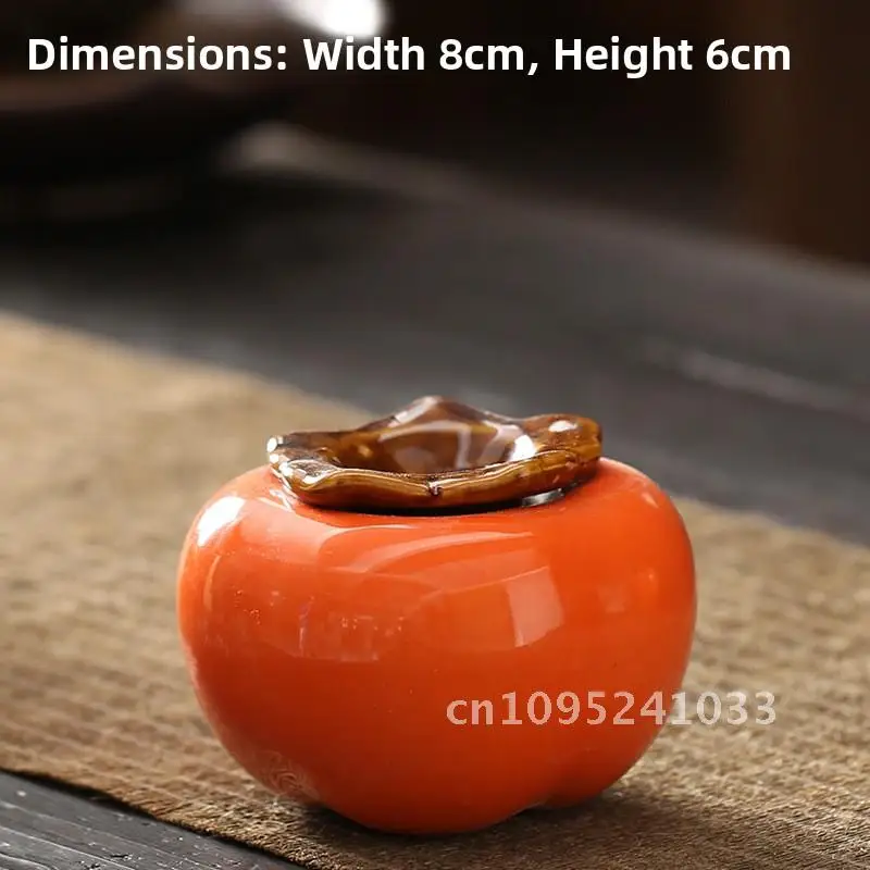 

Creative Ceramic Persimmon Flowerpot Handmade Orange Green Rose Plant Pot for Living Room Desktop Desk Decorations