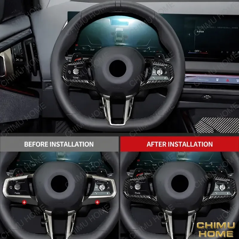【CHIMU HOME】 Real Carbon Fiber Steering Wheel Trim Sticker for BMW 1 2 3 4 Series F20 F30 F32 Interior Car Styling