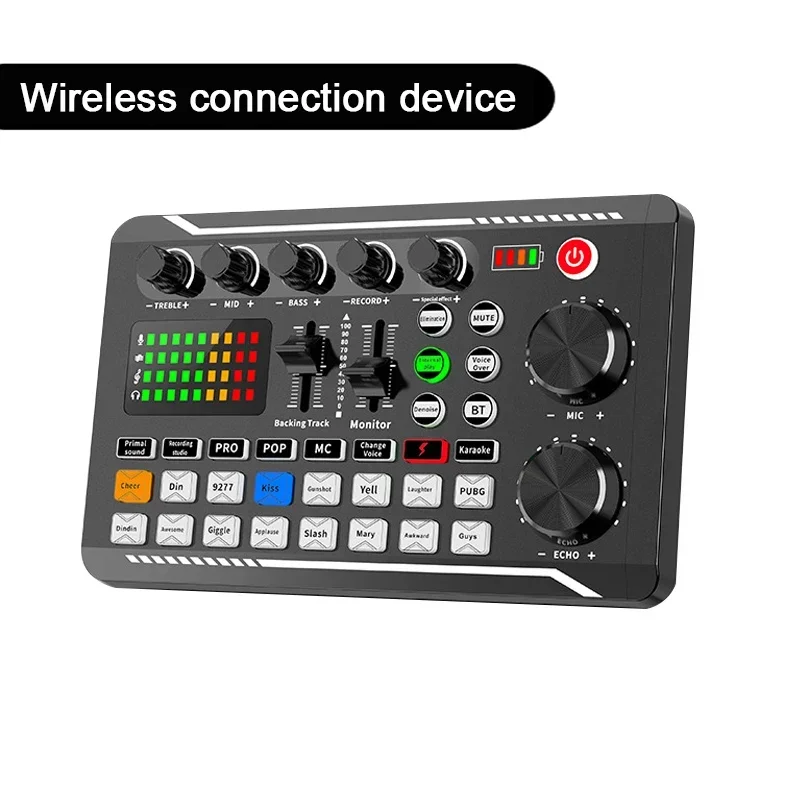 Live Sound Card And Audio Interface With DJ Mixer Effects Voice Changer Bluetooth-compatible Mixer For Live Streaming Singing