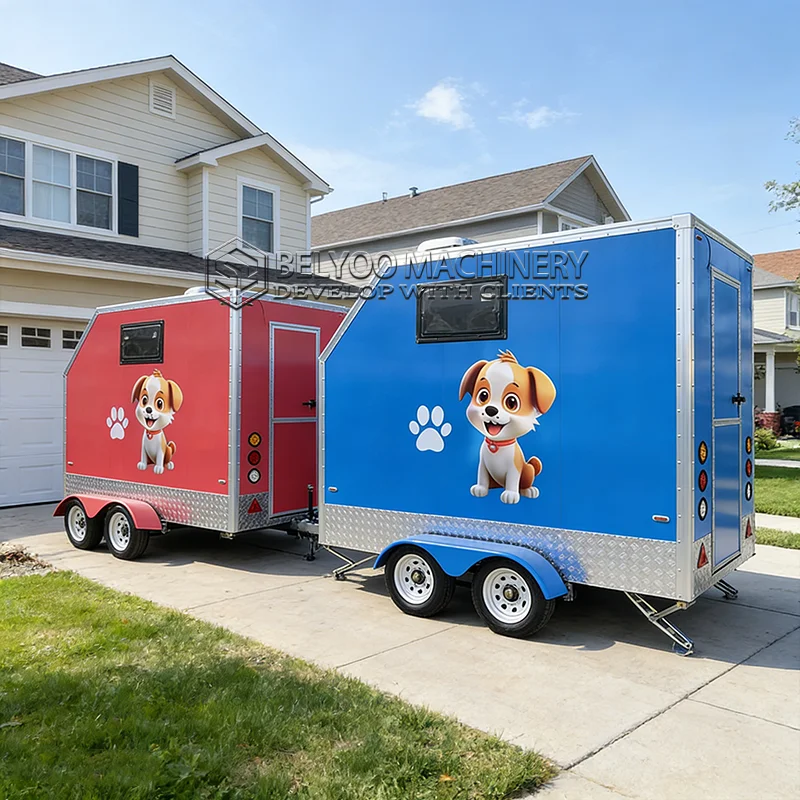 

Belyoo Professional Mobile Pet Salon Trailer Pet Grooming Trailer Multi Function with Dog Wash Station Pet Care Service Center