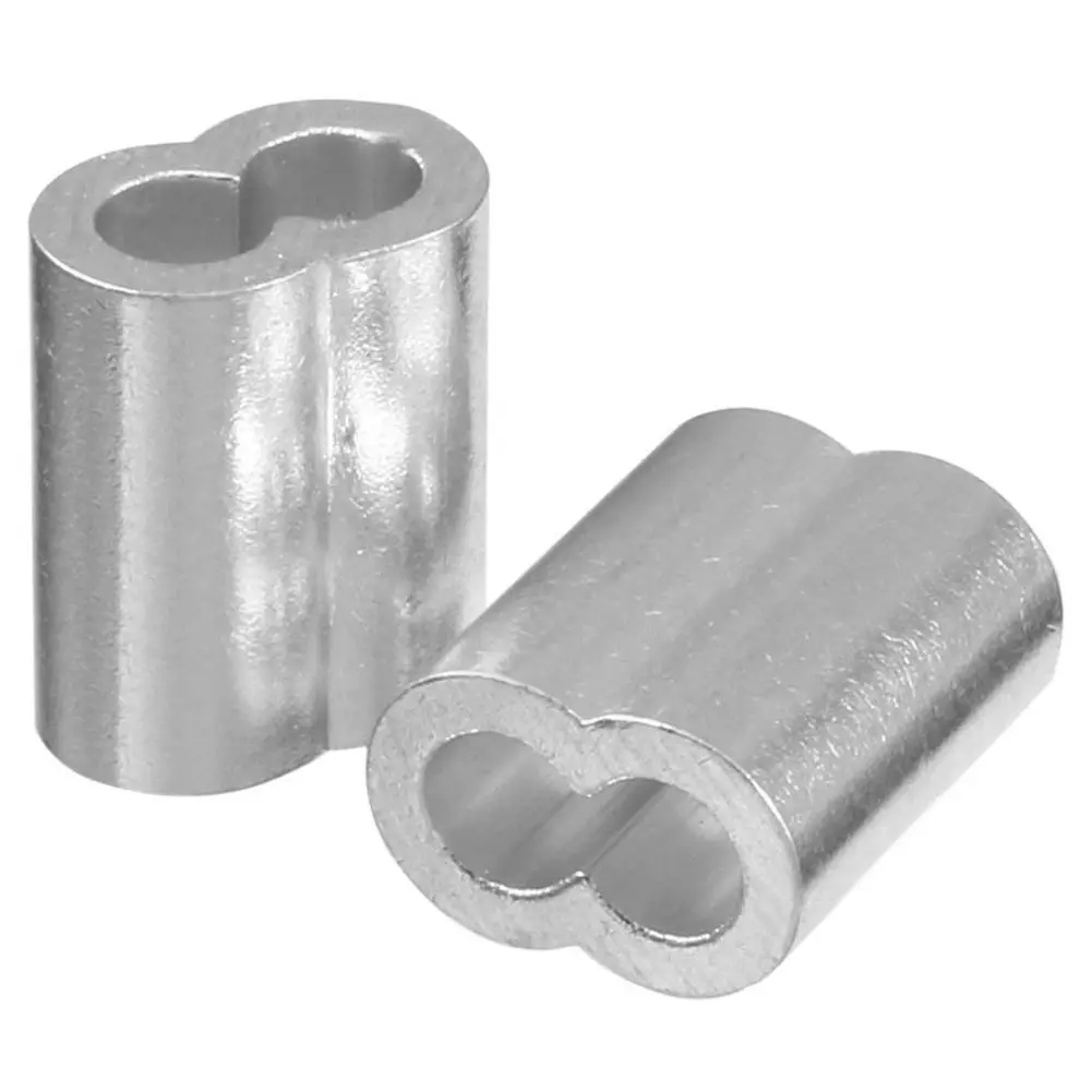 ABKW-5/32 Inch (4Mm) Diameter Wire Rope Aluminum Sleeves Clip Fittings Cable Crimps 100Pcs