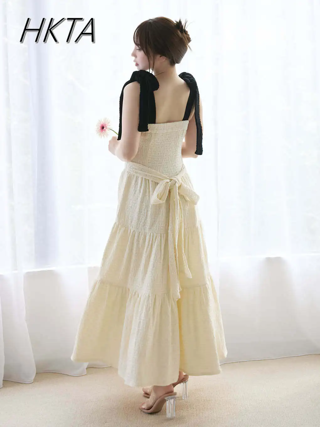 Japanse Stijl Boog Schouderband Jurk Vrouwen Meisjes Hoge Taille Slim Fit Kanten Jurk Zomer Nieuwe Zoete Meisje Vakantie Kust Jurk