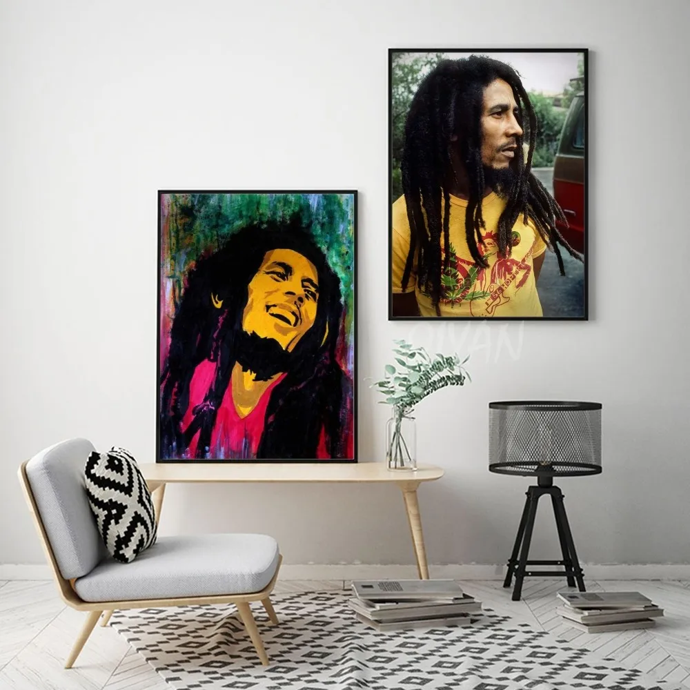 1pc Reggae camerieri Bob Marley Classic Movie autoadesivo Art Poster adesivo di carta impermeabile Coffee House Bar Room Wall Decor