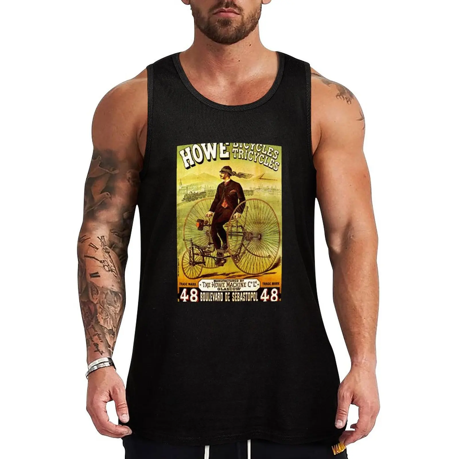 HOWE BICYCLES Vintage (1878) Advertising Print Tank Top Bodybuilding clothing man bodybuilding t shirt sports suits