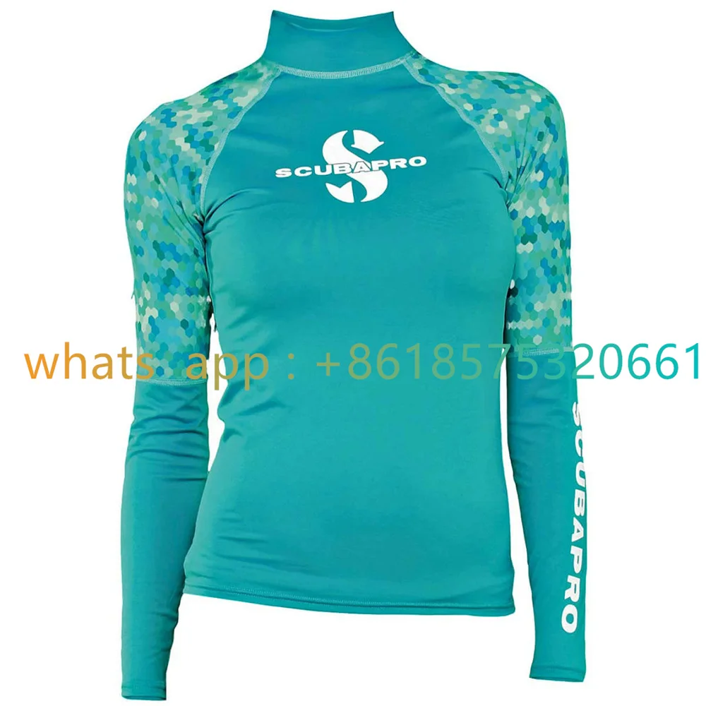 2023 Women Printed Rash Guard Long Sleeve Uv Sun Protection Surf T Shirts Skin Dive Top Beach Swimwear Surfing Clothes Floatsuit