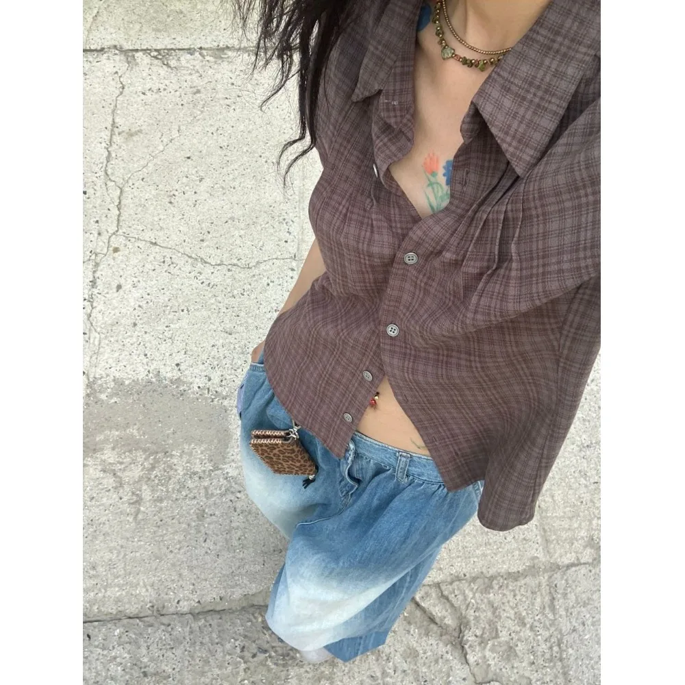 الرجعية منقوشة سليم صالح عادية لينة طوق ort Sve irt الأعلى المرأة Faion الربيع الصيف الهتاف نمط مطوية هيم #4