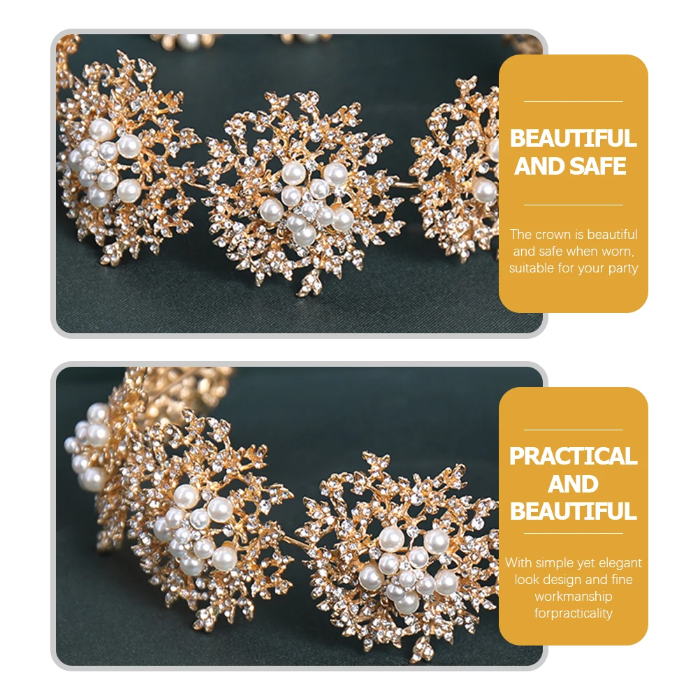 

Pearl Flower Hairband Headdress Wedding Accessory Women Headpiece Golden Bridal Hair Decor Elegant Simple Practical Aesthetic