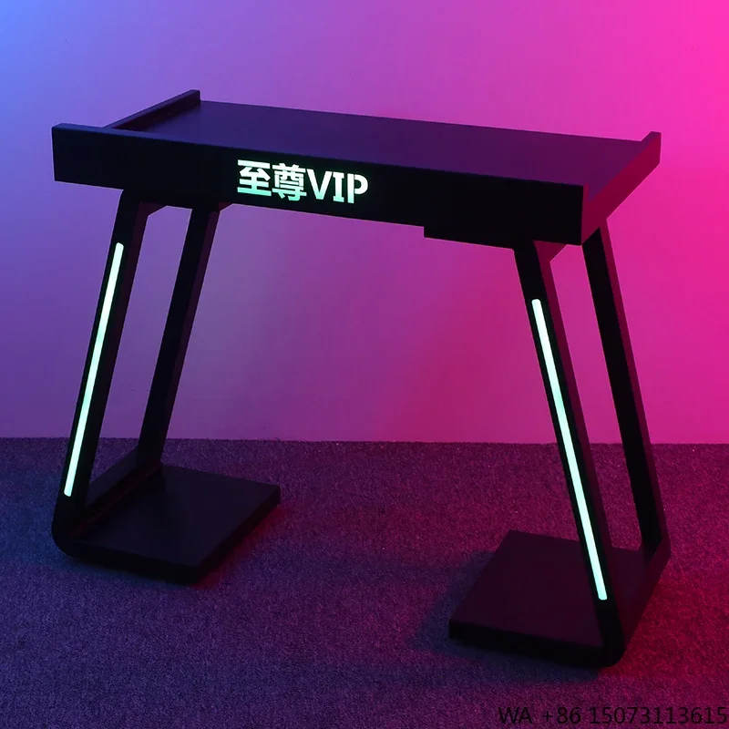 

Nightclub Fashion DJ Table High Quality Iron Custom Logo LED Disc Jockey DJ Booth Foldable Display Case Large White Risers