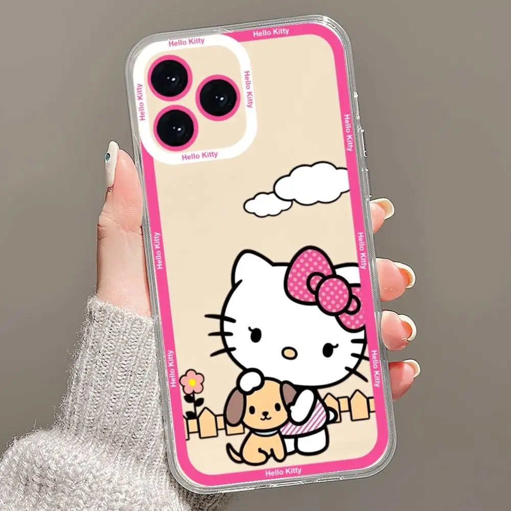 Miniso Sanrio Collaboration Hello Kitty Phone Case For iPhone 15 14 13 11 12 16 Pro Max Plus X XR XS Girl Silicone Phone Case