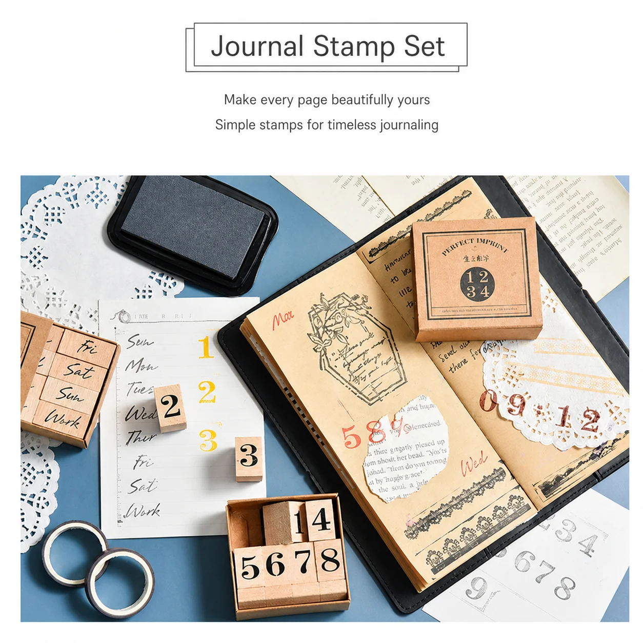 Rubber Date Stamp - Month Rubber Stamp Natural Wooden Rubber