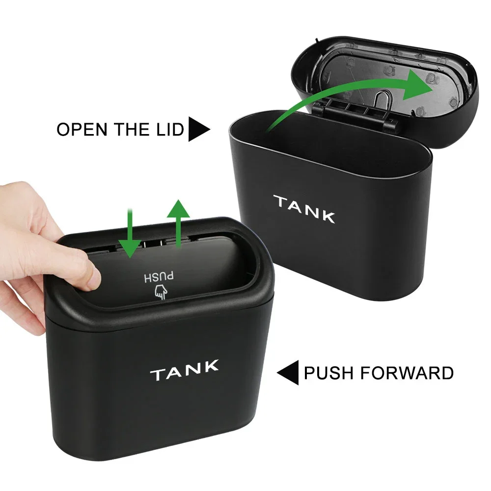 For GWM Tank 300 500 ABS Plastic Car Trash Bin Hanging Garbage Dust Case Plastic Trash Can Auto Interior Storage Accessories