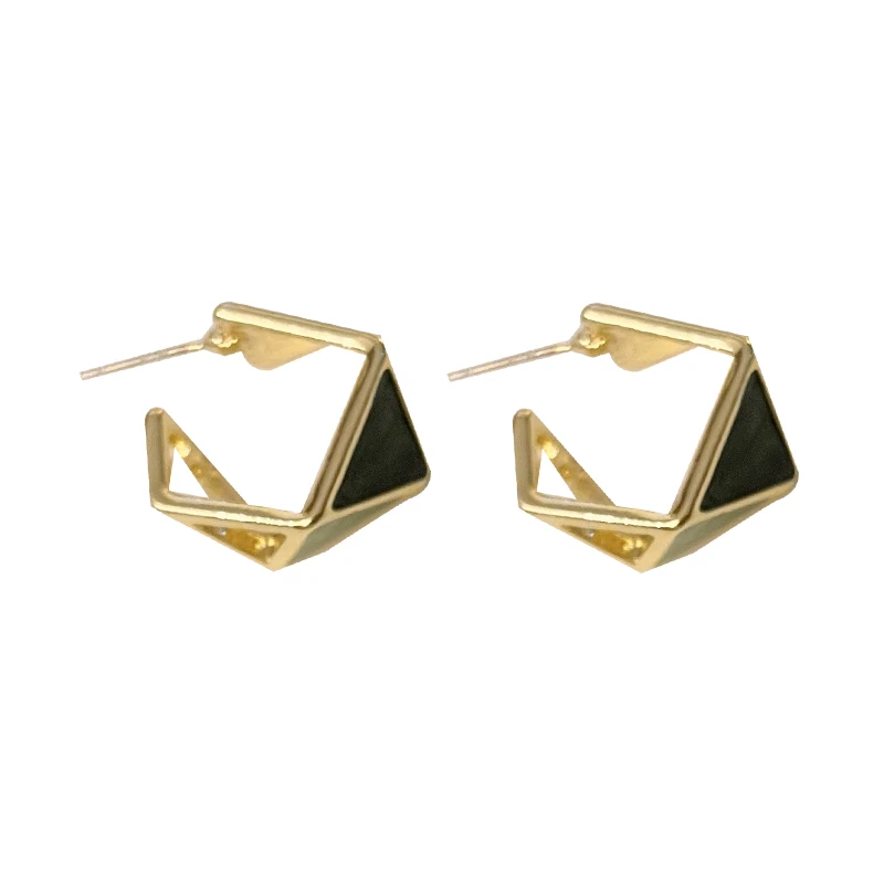 925 Silver Needle Fashion Jewelry Green Enamel Earrings 2022 New Trend Geometric Drop Earrings For Women Accessories