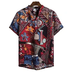 Hawaiian Cotton High Quality Short Sleeve Shirts Men's Oversize Shirt Man Tiki Fashion Clothing Blouses Luxury Social T-shirts