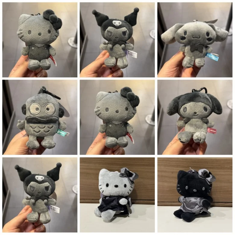 Новая плюшевая игрушка-брелок Cinnamoroll Kuromi Melody Plushine, кавайный, с темно-черной кожей, мультяшный Sanrio Hangyodon
