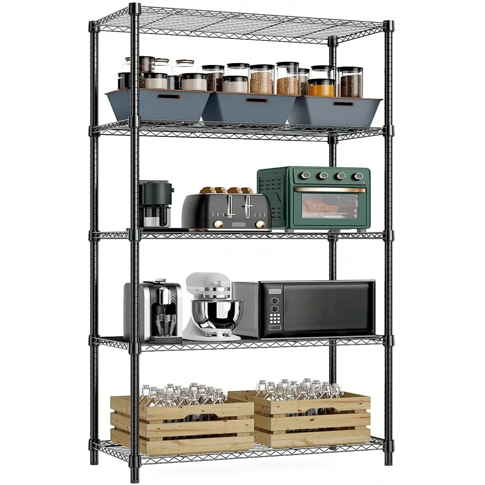 

Стеллажи для гаража, полки для хранения, грузоподъемность 1250 фунтов (567 кг), 1000 фунтов (453 кг), сверхпрочные, с сертификатом NSFC, промышленные металлические стальные проволочные полки