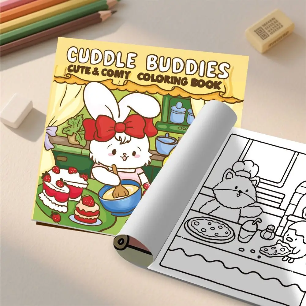 귀여운 만화 색칠 공부 책 스트레스 해소 교육용 페이퍼백 그림 그리기 선물 성인 및 십대용 낙서 책