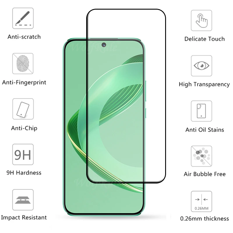 Protector de pantalla de vidrio templado 6 en 1 para Huawei Nova 11, cubierta completa con pegamento, cristal de lente