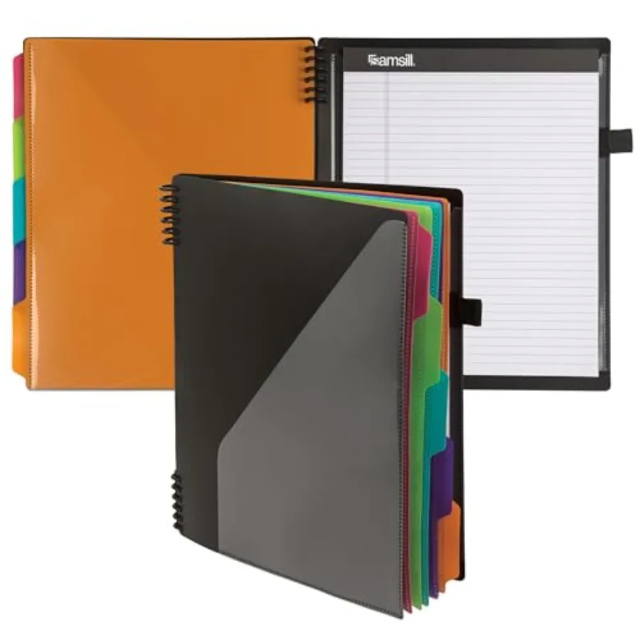 

Samsill Spiral Folder Organizer - 5 Dividers and 10 Pockets with Notepad Holder, Multi Pocket Color Cordinated Folder Binder wi
