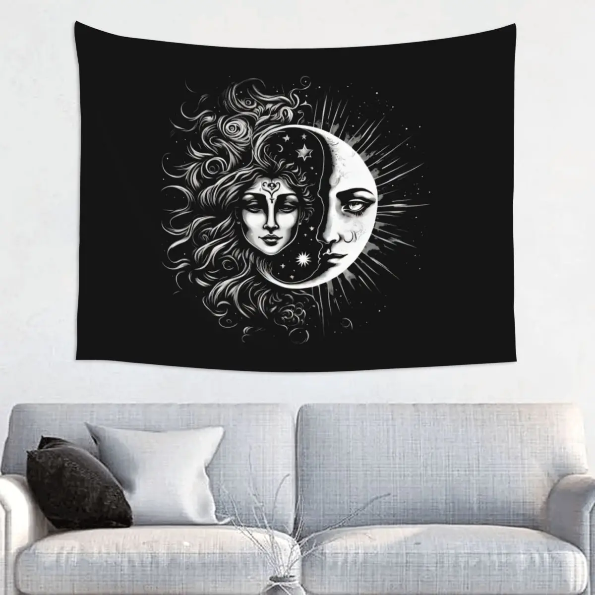 Custom Vintage Moon Solar Eclipse Tapestries for Table Cloth Hippie Wall Hanging Tapestry Home Decor