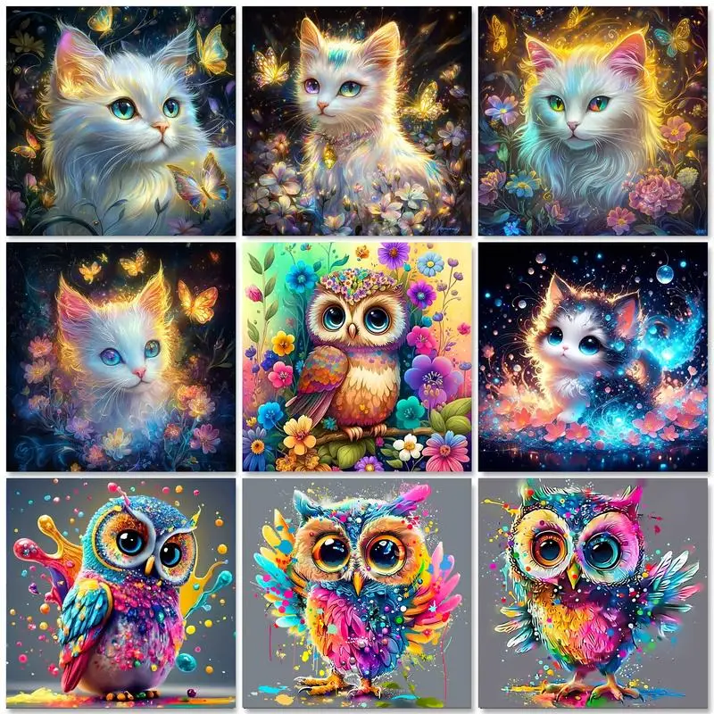 

GATYZTORY Diy Frame Painting By Numbers Cat Animals Picture With Number Acrylic Paint On Canvas Personalized Gift 40x50cm