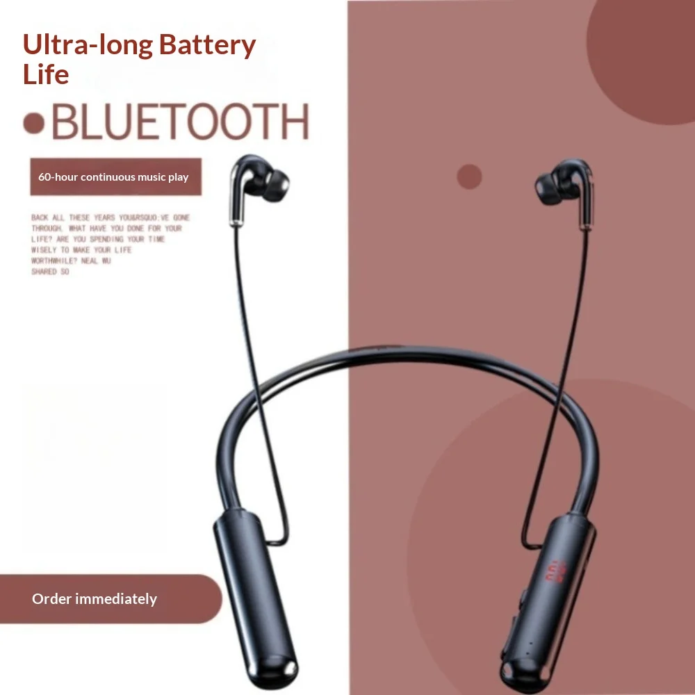 2025 New Model Neck-hung Bluetooth Headphones Noise Cancellation Lossless HIFI Sound Ultra-Long Battery Life Sports Fitness Runn