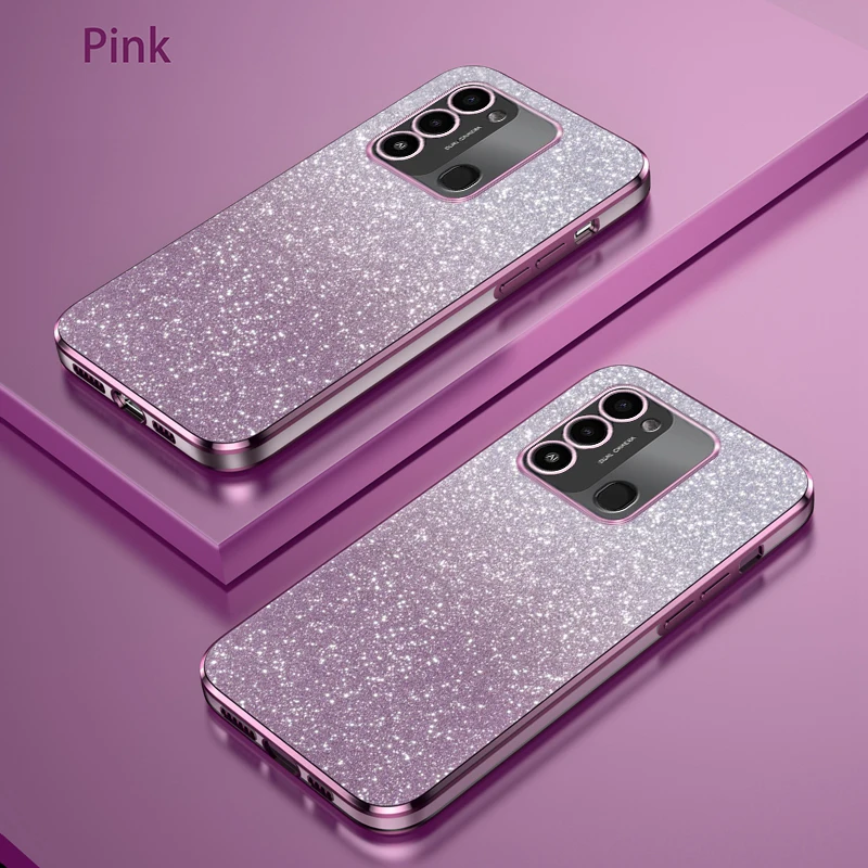 For Tecno Spark Go 2022 Case Tecno Spark 8C Phone Case KG5 KG5h KG5k Luxury Gradient Glitter Plating Silicone Back Cover Funda