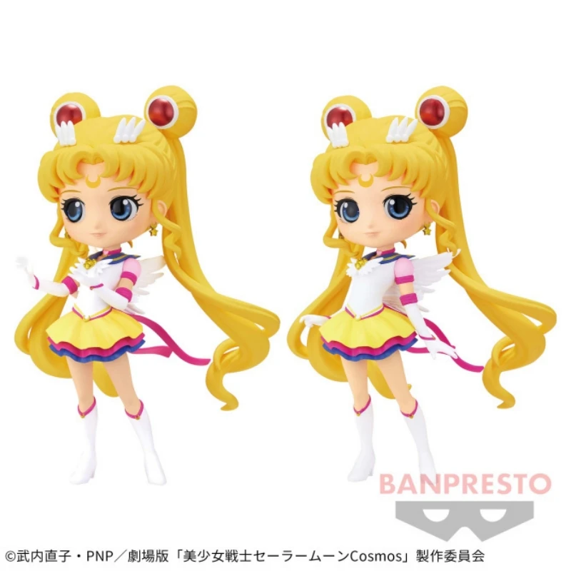 

Bandai Original 14Cm Qposket Eternal Sailor Moon Action Figure Sailor Moon Cosmos Toys For Kids Gift Collectible Model Ornaments