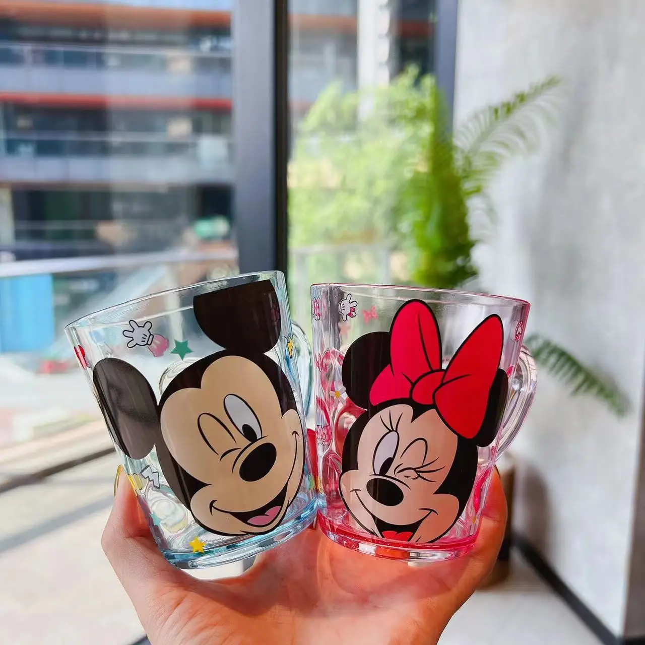 Disney Anime Mickey Minnie Stitch Frozen Princess Elsa Crystal Water Cups Drinking Cup Plastic Toothbrush Cups Children\'s Gifts