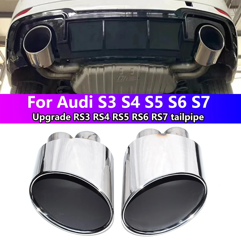 Para Audi S3 S4 S5 S6 S7 tubo de escape UpgradeRS3 RS4 RS5 RS6 RS7 tubo de escape, silenciador interno Dual, boquillas de punta