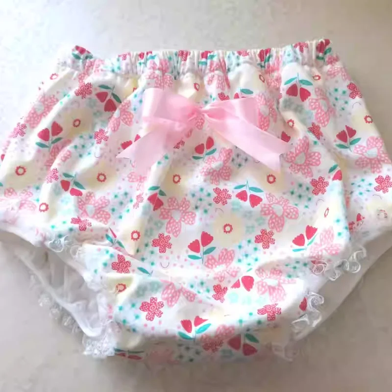 

Lace Ruffle Cute Cotton Floral Bow ABDL Adult Baby Bloomer Waterproof Leak Proof Diaper Pants DDLG Comfortable Training Briefs