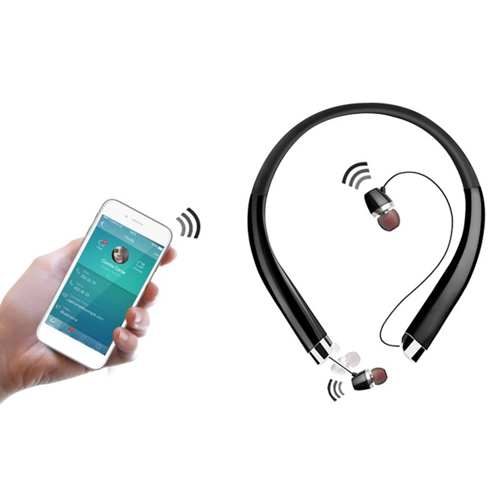 

Bluetooth-гарнитура Y19AA 5.0 с выдвижными затычками для ушей и микрофоном с шумоподавлением, подходит для домашнего офиса
