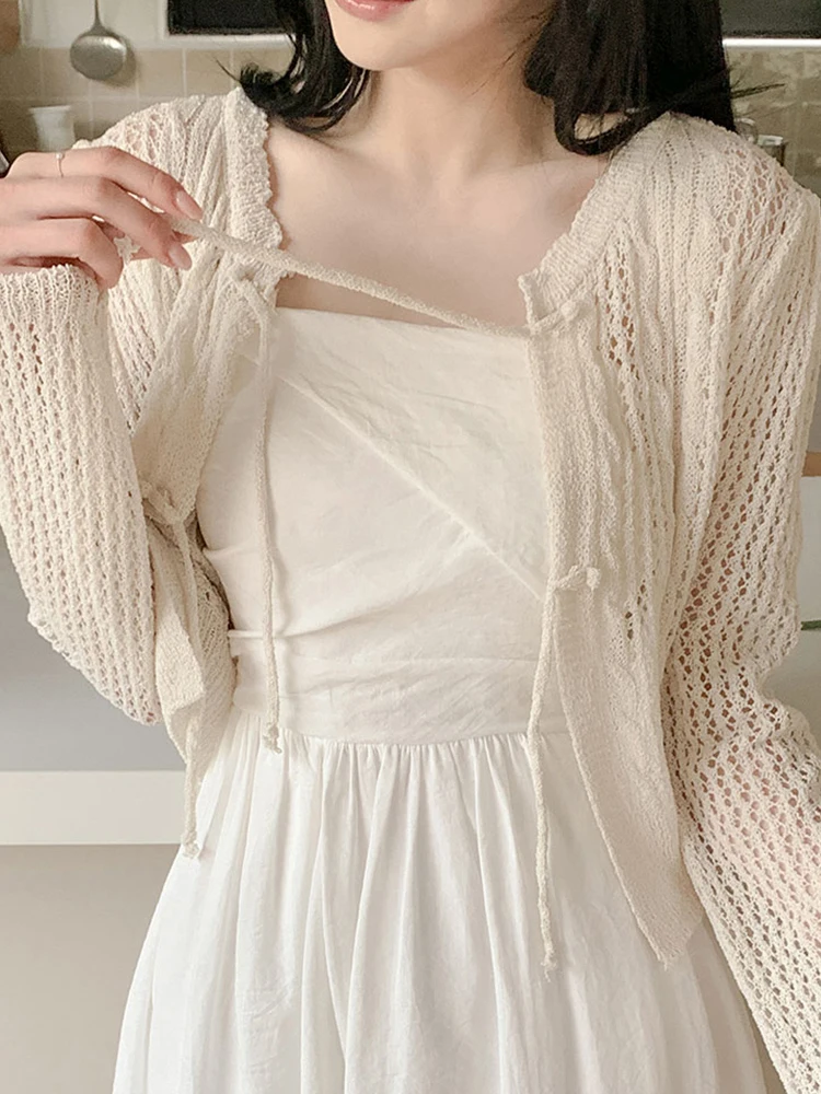 

Korean Sle Retro Twisted Knit Open Cardigan Women's ort Outerwear irt Belt Knot New 2025 Autumn Long Sve V...
