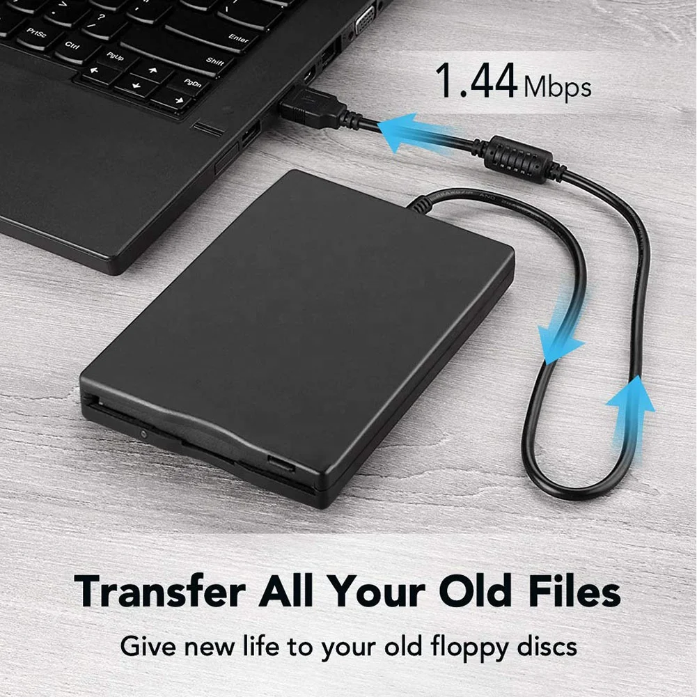 USB Floppy Disk Reader Drive 3.5 External Portable 1.44 MB FDD Diskette Drive for Windows 7 8 2000 XP Vista PC Laptop Desktop