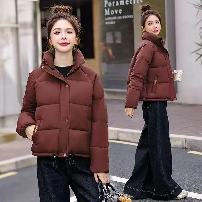 

Off-season Women's Loose Stitching Coat 2025 Winter Down Cotton-Padded Short Female Korean Slim Jacket Thickened Bread Overwear