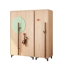 Armoire de Rangement en Bois Rose pour Bébé, Interrupteur Meuble de Chambre d'Enfant, Manteau Dégradé, Garde-Robe pour Bol