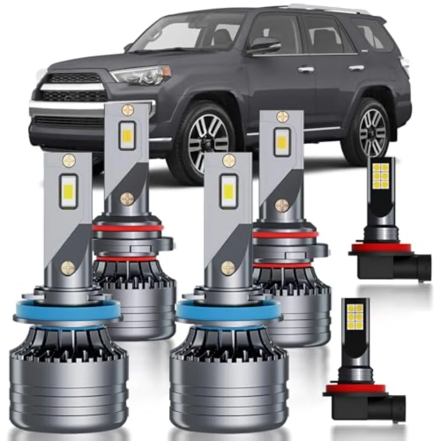 

Fits for 2010-2020 Toyota 4Runner high/low beam fog lights bulbs combo: 300 super bright white plug-and-play powersports bulbs